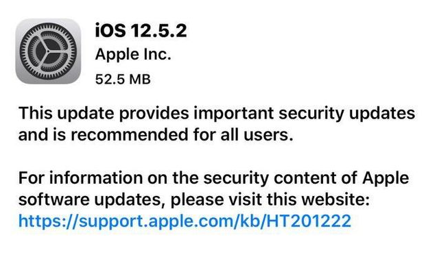 兖州苹果手机维修分享iOS12.5.2发布，建议所有老苹果用户安装 